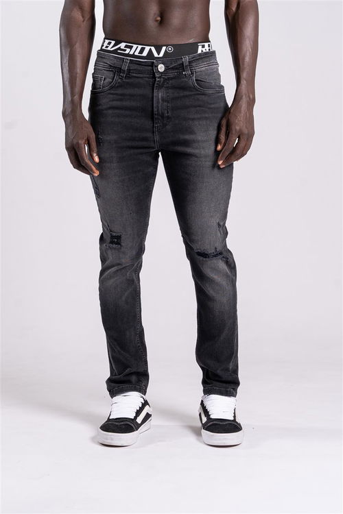 251 - SLIM FIT GRIS CON ROTURAS 