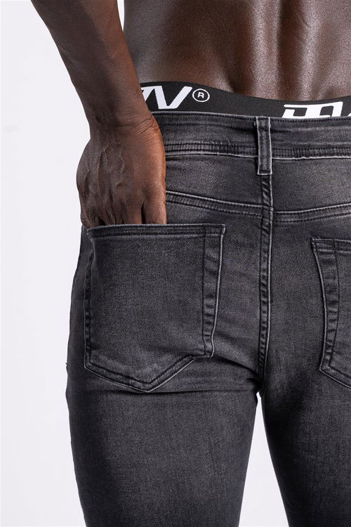 251 - SLIM FIT GRIS CON ROTURAS 