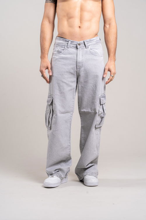 308- WIDE LEG CARGO GREY